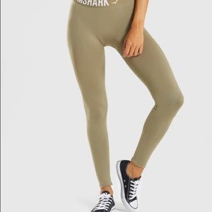 Gymshark Fit Leggings - Washed Khaki/White